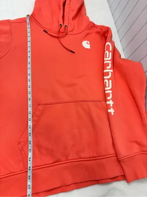 Carhartt Orange Coral Logo Hoodie Size XXL (20) thumbnail 8
