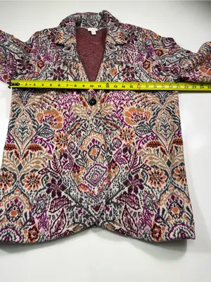 J. Jill Floral Knit Cardigan in Purple, Pink and Cream thumbnail 4