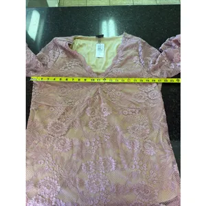 Torrid Stretch Lace Surplice Fitted Long Sleeve Top Sz 2X Mauve Sheer V-neck NWT thumbnail 5