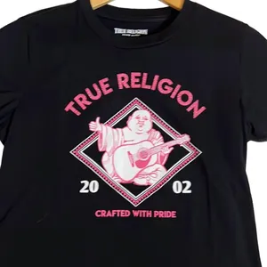 True Religion Buddha World Tour 2002 Los Angeles Black V-neck Tee Size Large thumbnail 3