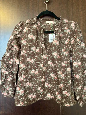 American Eagle AE77 boho Flower Peasant Top Size S thumbnail 1
