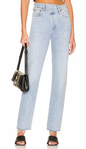 Agolde Criss Cross Straight Leg Dimension Light Wash Organic‎ Cotton Denim Jeans thumbnail 1