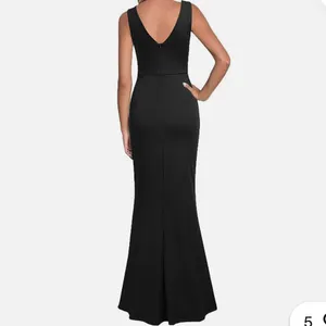 Black V-Neck Sleeveless Maxi Dress with Side Slit thumbnail 2