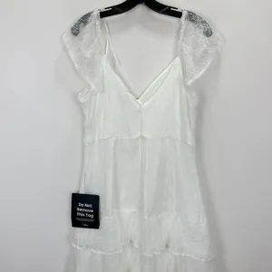 Lulus Graceful Darling White Lace Flutter Sleeve Tiered Midi Dress XL NWT thumbnail 11
