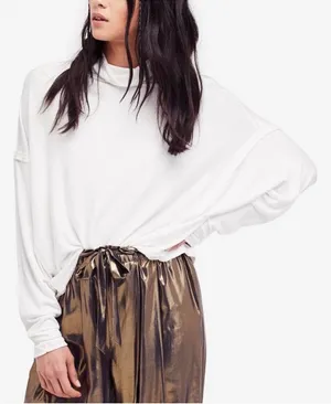 We The Free Alameda Soft Ribbed Oversized Turtleneck in Ivory/White Medium thumbnail 1