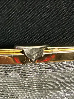 Vintage Textured Grey Clutch with Gold Frame thumbnail 5
