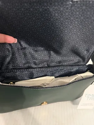 Time and Tru Olive Green Textured Shoulder Bag with Gold Accent thumbnail 4