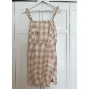 Abercrombie & Fitch checkered gingham tan mini dress size xs thumbnail 10