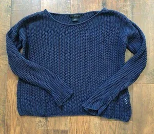 CALVIN KLEIN navy blue crochet sweater thumbnail 1