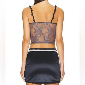 REVOLVE Satin Bow Lace Two-Piece Mini Skirt Set XS - Navy & White thumbnail 2