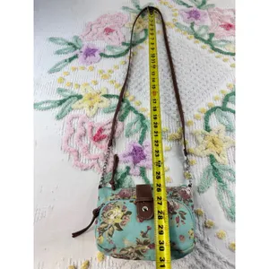 Mint Floral Canvas Crossbody Bag Small Rose Print Shoulder‎ Purse NB15A114 thumbnail 3