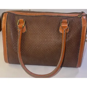 Vintage JR Julius Resnick Monogram Lining Leather Woven Purse Satchel Bag USA thumbnail 11