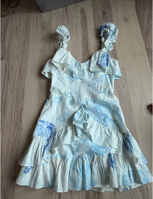 Sabo Skirt Blue Floral Ruffle Mini Dress thumbnail 3