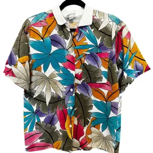 Artsy Tropical Leaf Shirt Womens‎ Medium Multi Color Good Vintage 90s USA thumbnail 1
