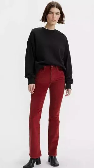 NWT LEVI'S 725 High Rise Bootcut Corduroy Jeans Color: Syrah - Red thumbnail 1