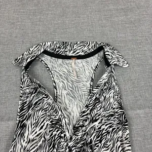 Free People Tank Top Womens M Black White V-Neck Sleeveless Zebra Print thumbnail 3