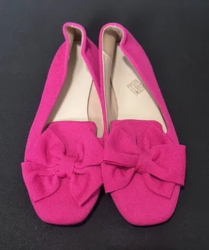 Women's Pink Flats Hot Pink Fabric Bow Almond Toe Size 11 thumbnail 1
