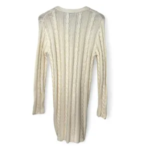Knits Landing | M | VINTAGE 80's Cream Cable Knit Long Line Cardigan Sweater thumbnail 2