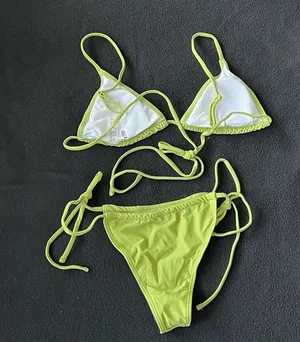 Grass green crisscross back bikini set thumbnail 4
