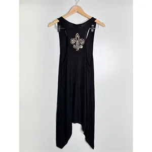 Cover Charge Dress Womens Small Black/Gold Asymmetrical Stretchy‎ thumbnail 2