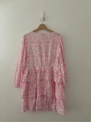 Roller Rabbit Women's Long Sleeve Sketched Floral Mini A-Line Dress in Pink thumbnail 4