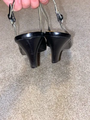 Etienne Aigner Peep Toe Slingback Heels Black 6.5 thumbnail 4