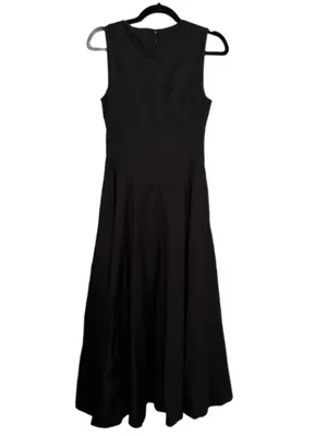 Madewell V-Neck Circle Midi Dress Black 100% Cotton Poplin NWT Womens 00 fits XS thumbnail 7
