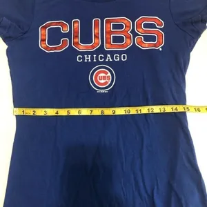 Chicago Cubs Sparkle Shirt Womens Size S Blue Red Fitted Tee Baseball 4her thumbnail 5
