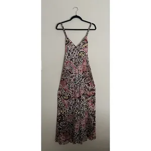Zara Maxi Dress Multicolor floral and paisley print SZ M V-neck, Spaghetti Strap thumbnail 4