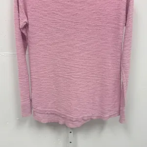 Loft Pink Textured Slub Knit Long Sleeve Crew Neck Sweater XS Pastel Casual thumbnail 4