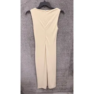 Zara Womens Midi Dress Large Cream Cut-Out Metallic Hardware 9398/249 thumbnail 10