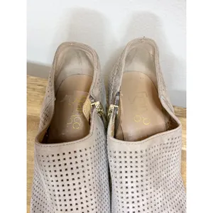 Franco Sarto Taupe Suede Perforated Pointed Toe Kitten Heel Booties 6.5 thumbnail 9