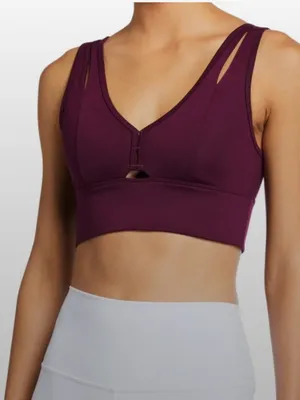 ALO YOGA UNITED LONG SPORTS BRA EGGPLANT DARK PURPLE Small thumbnail 1