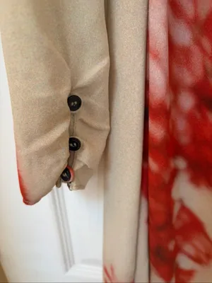 Zara Beige Midi Dress with Red Floral Motif thumbnail 6