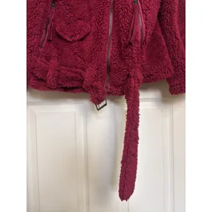 Free People We The Free So Cozy Slouch Moto Jacket Burgundy Oversized S thumbnail 8