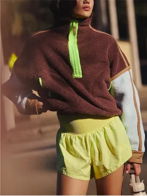 Free People FP Movement Mountain High Colorblock Half-Zip Fleece Cocoa Sky Combo thumbnail 1