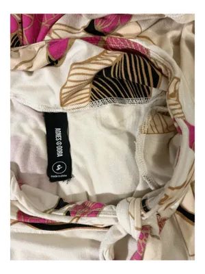Agnes & Dora Floral Faux Wrap Maxi Skirt Cream Pink Small Stretch Holiday Boho thumbnail 3