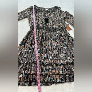 NWT Scully Feather Print Dress Patterned Garment Pink Size M thumbnail 8