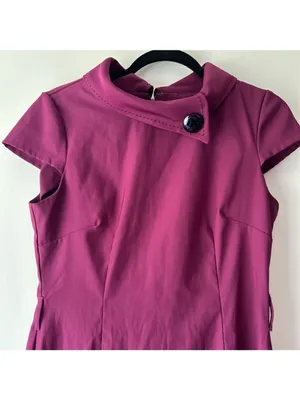 LONDON TIMES Dress Knit Cap Sleeves Collared Maroon Stretch Zipper Sz 8 thumbnail 2