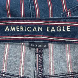 American Eagle High Rise Mini Cutoff Stripes Denim Skirt Women’s 6 thumbnail 2