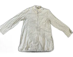 Zara Tan striped button-up long sleeve shirt M thumbnail 1