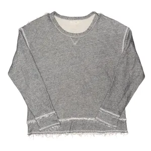 Nation LTD Gray Herringbone Raw Hem Distressed Pullover Sweatshirt Minimalist thumbnail 1