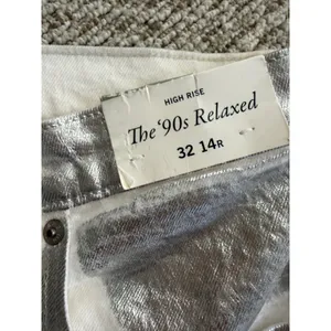Abercrombie & Fitch Metallic Silver 90s‎ High Rise Straight Leg Coated jeans 14R thumbnail 4