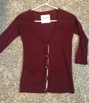 Abercrombie Maroon Button Down Sweater thumbnail 1
