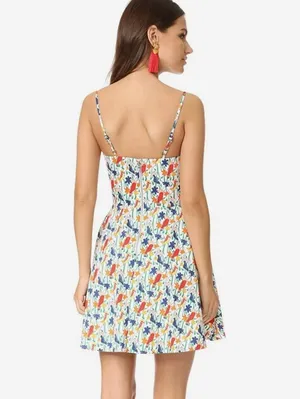 alice + olivia White Nella Bird Pattern Sleeveless Mini Dress - Size - 0 thumbnail 2