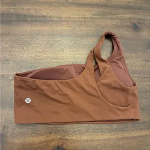 Lululemon Ribbed Nulu Asymmetrical Yoga Bra 8 Roasted Brown A/B Cup One shoulder thumbnail 2
