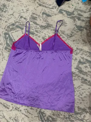 Victoria’s Secret Satin Lace Trim Slip Dress XXL Purple Pink NWT thumbnail 2