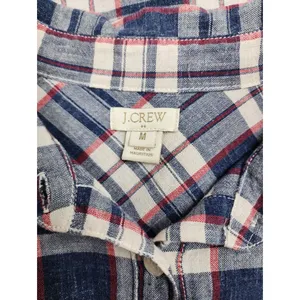J.Crew Women's Plaid Shirt Homespun Boy Fit Popover Blouse 100% Cotton Size M thumbnail 2