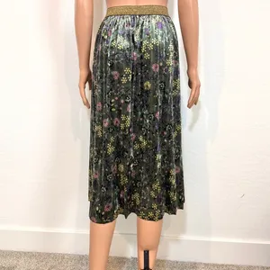 ModCloth XL floral velvet pleated midi swing skirt SK2 3642 thumbnail 7