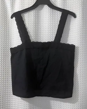 H &M Black Trimmed Lace top and Strap Crop Top Size Small thumbnail 1
